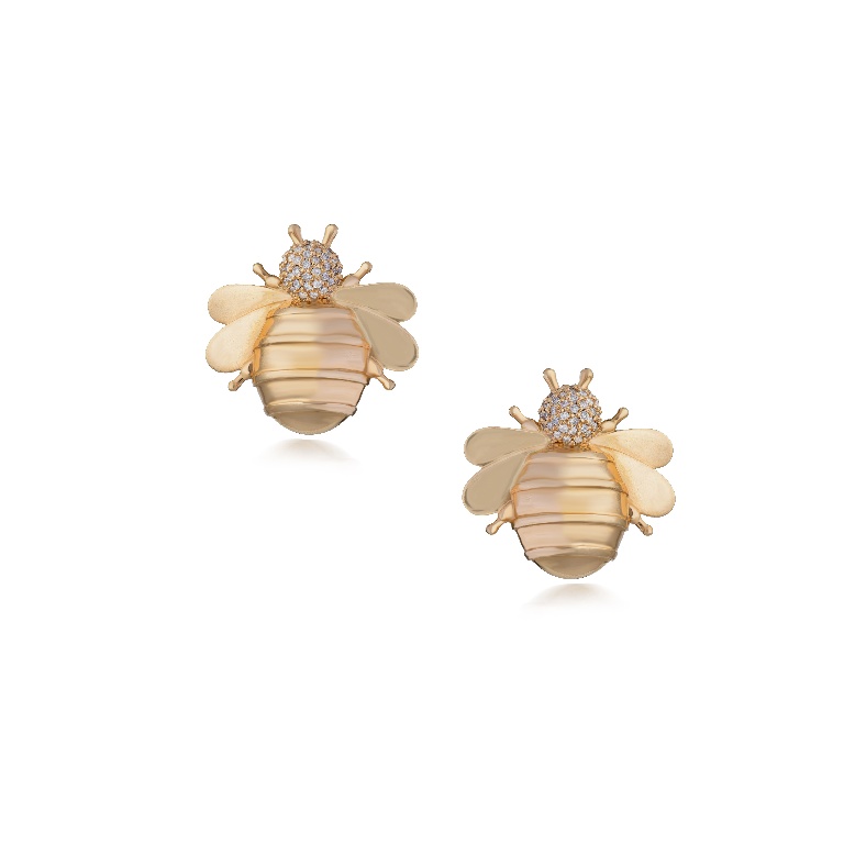 Brincos Abelhas Grandes Ouro Amarelo