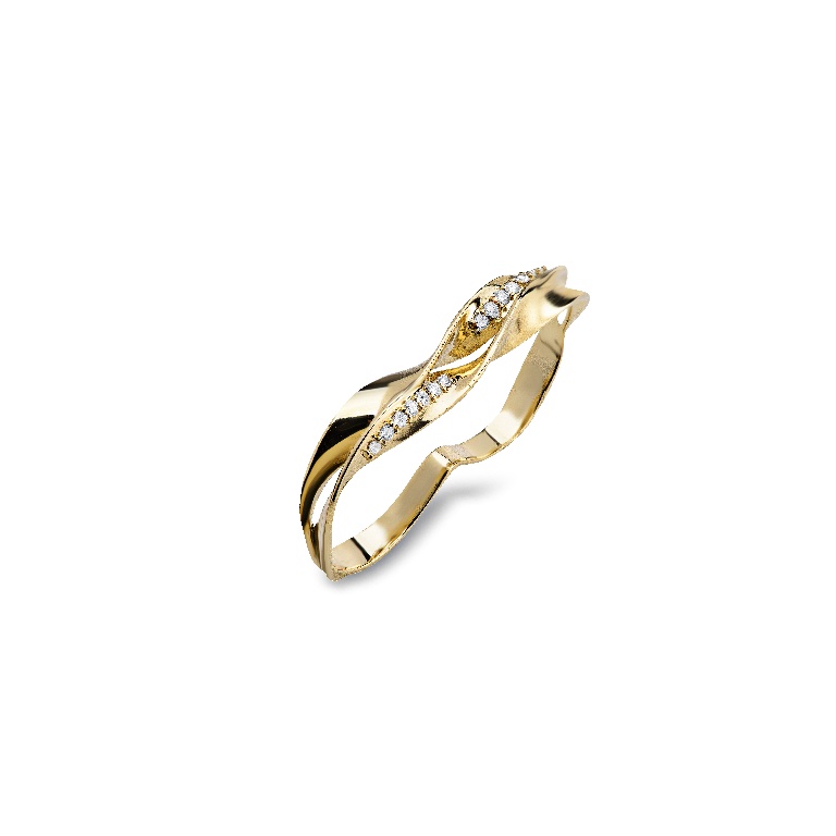 ANEL OURO AMARELO VOLUTA COM BRILHANTES-0