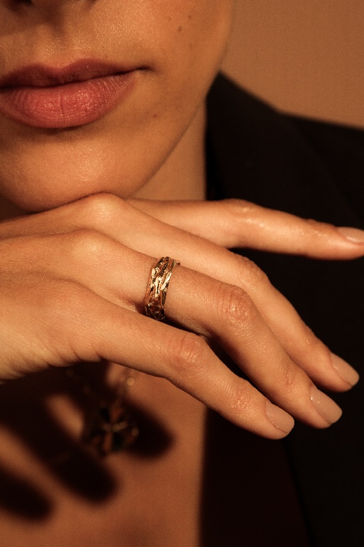 Anel Ouro Amarelo 18k E Brilhantes Eternity