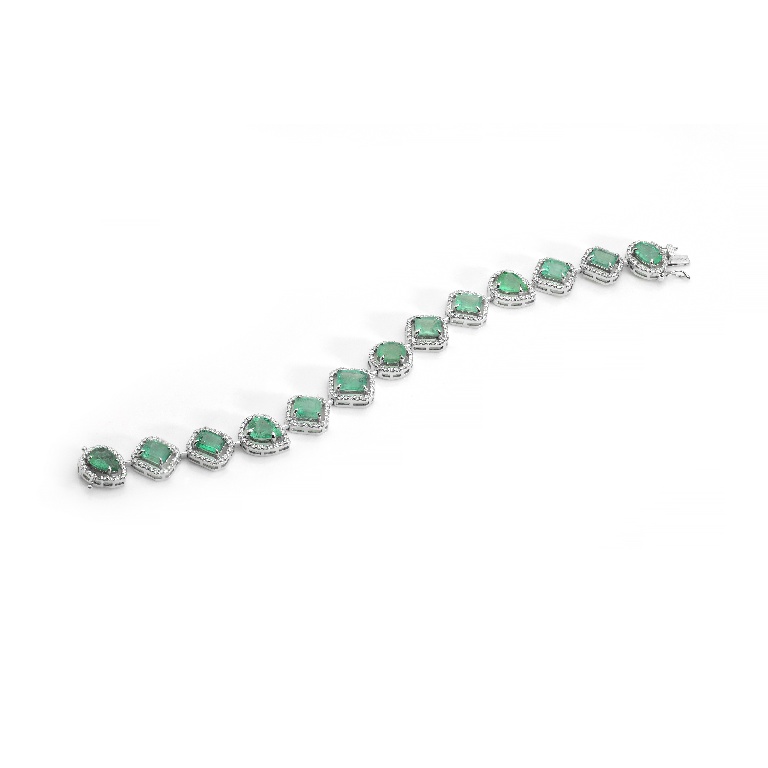 PULSEIRAS OURO BRANCO 18K ESMERALAS E BRILHANTES-2