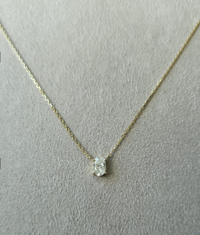 COLAR OURO AMARELO 18K PONTO DE LUZ OVAL GIA